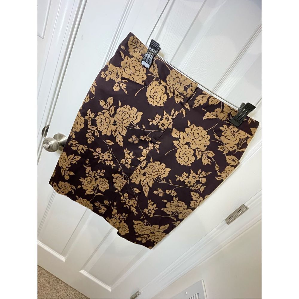 Samantha stretch women’s brown floral pencil skirt size 14